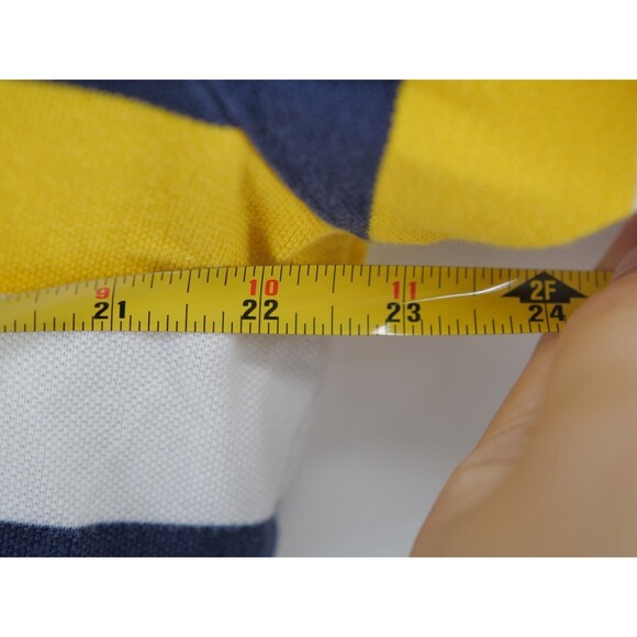 POLO Ralph Lauren Shirt Mens Multi Striped Yellow Blue White Short Sleeve Large - Picture 5 of 7